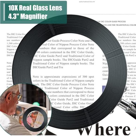 Magnifying Glass w/ Light, 10X Magnifying Lamp, 2in1 LED Lighted Desk Magnifier - Picture 2 of 8